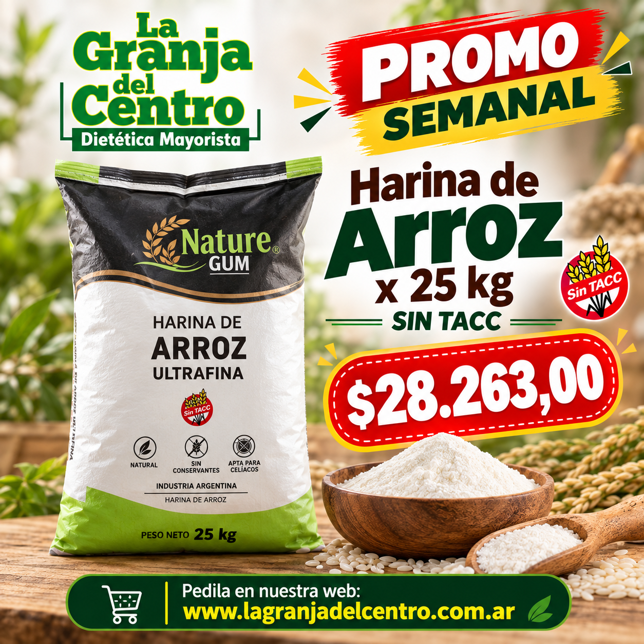 Ofertas y Promociones Harina de Arroz x 25 kg  sin tacc PROMO SEMANAL